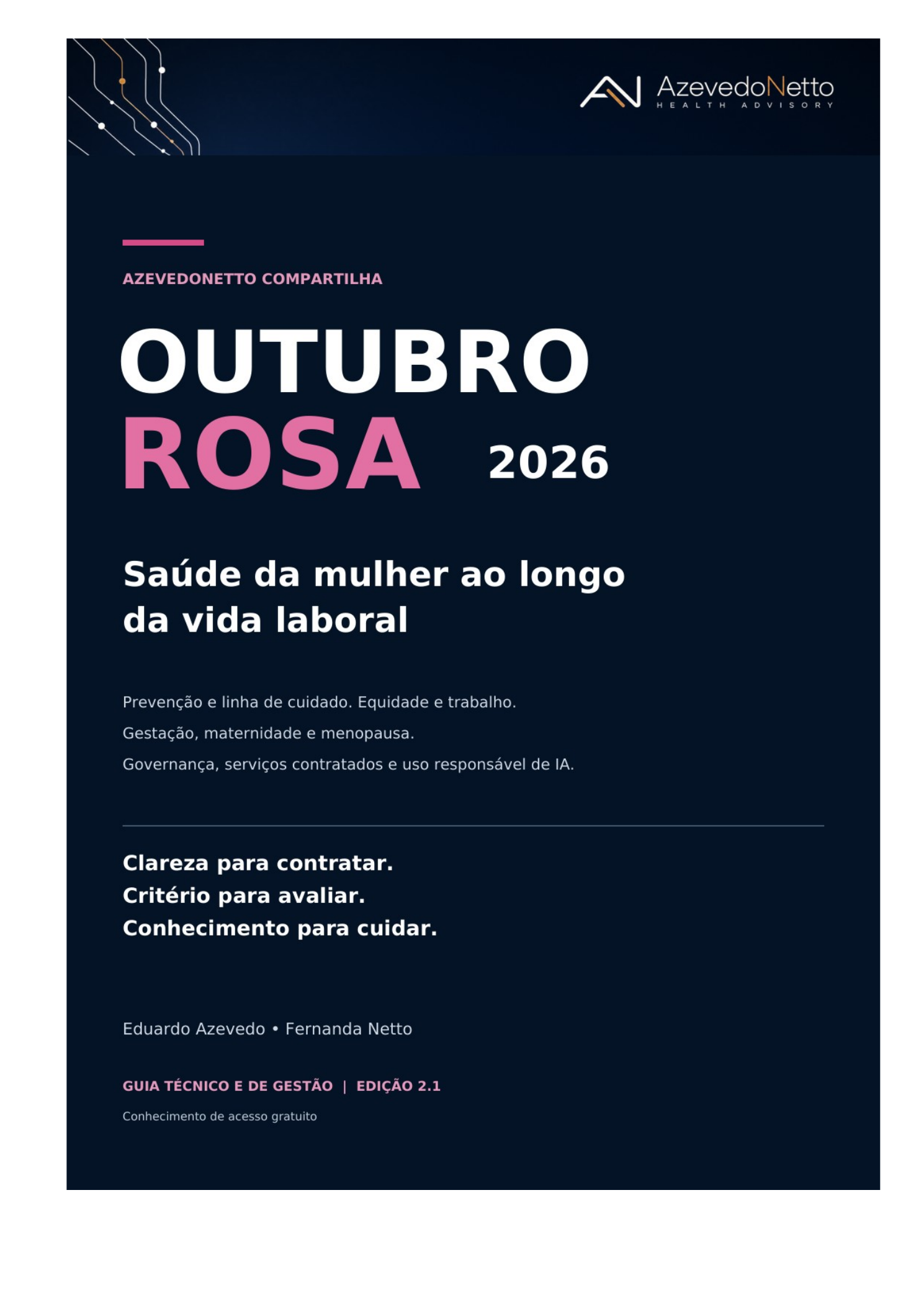 Guia Outubro Rosa 2026 - AzevedoNetto Compartilha